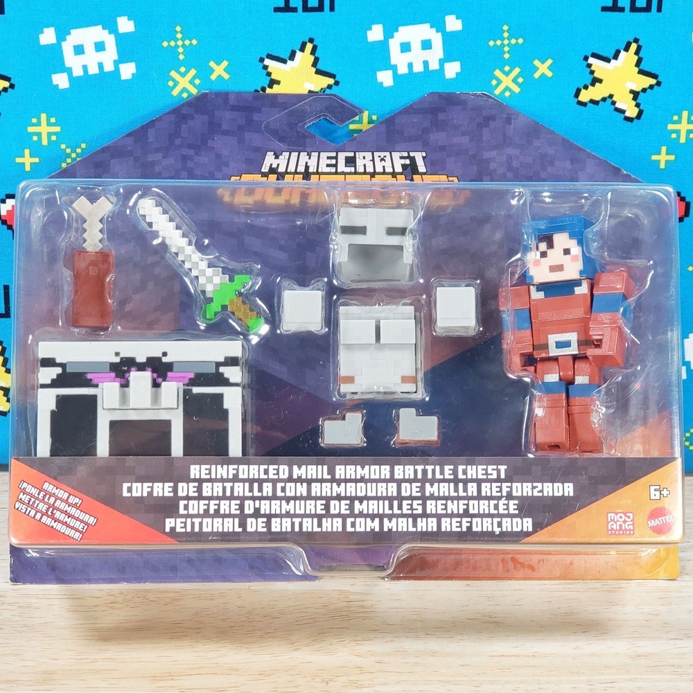Minecraft Dungeons HEX Action Figure Set with Reinforced Mail Armor Battle Chest